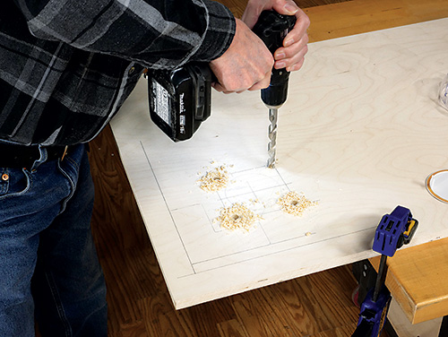 Drilling out position for wireless charger installation