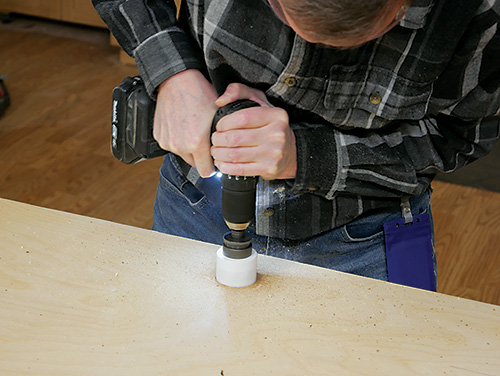 Using hole cutter to make space for wire installation