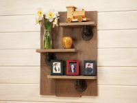 Three tier wall shelf with rustic finish