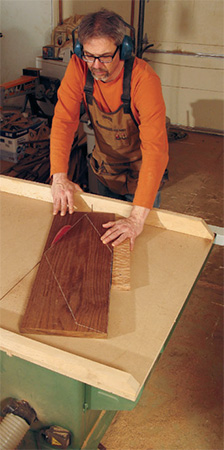 Cutting chair leg with a table saw and table saw sled