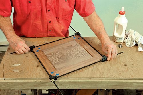 Clamping frame with biscuits installed