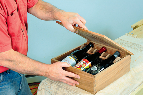 Wine bottles laying in presentation box