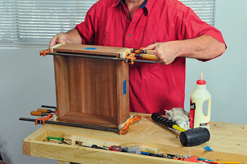 Completing wine box base construction