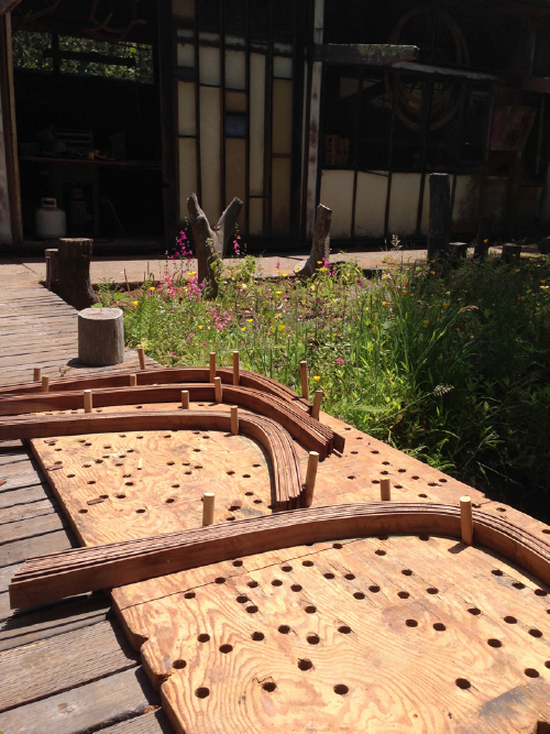 These are the steam bent pieces cooling off on the dock in between the shop and the showroom.