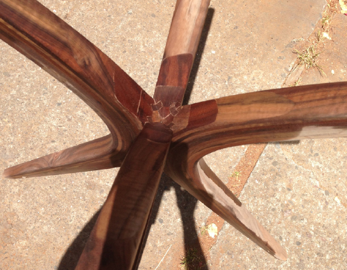 This is the awesome effect of shaping a bent and laminated table leg.