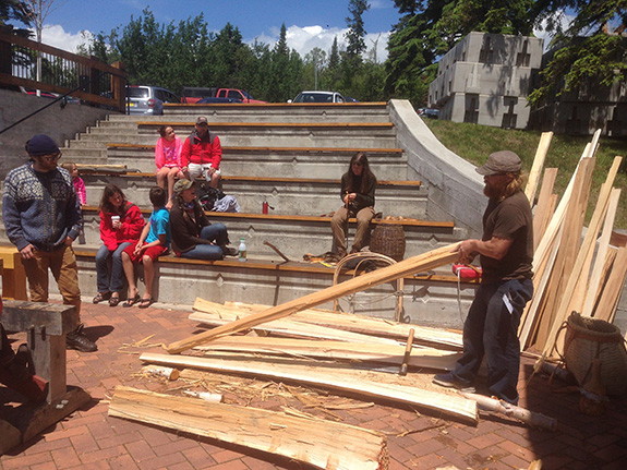 Lindy Lind, a traditional birch bark canoe builder, was busy doing demonstrations all day on Saturday. He makes the process look easy, but he said it took about 250 hours to make his first canoe!