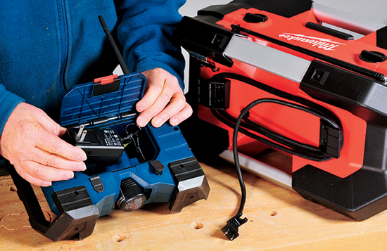 The Bosch PB120 features a handy rear compartment for storage of its power adapter or a small electronic device.