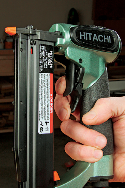 Hitachi’s two-trigger system makes firing the pinner a conscious, two-step operation.