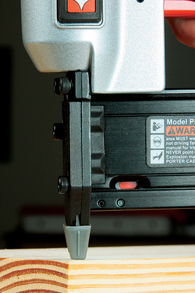 P-C’s red indicator and dry-fire lockout ensure that every trigger squeeze actually drives a fastener.