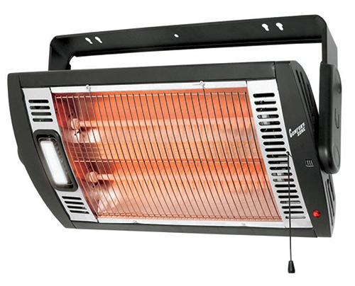 A wall-mounted radiant heater is great for providing quick spot heat in a work area.