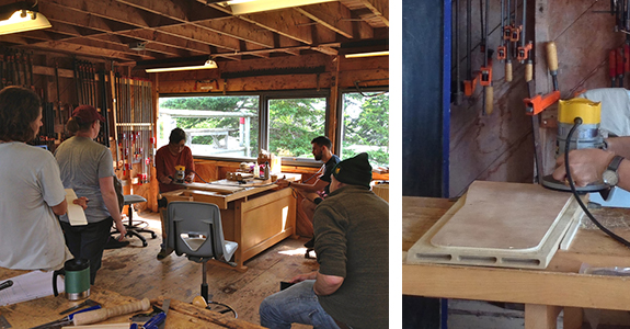 The typical way of making the track for the tambour door is with a router.