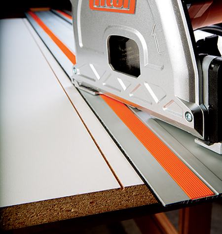 The author found that shallow scoring cuts improved the cutting performance of most of these track saws. Triton, Makita and Mafell include a convenient scoring setting on the tool.